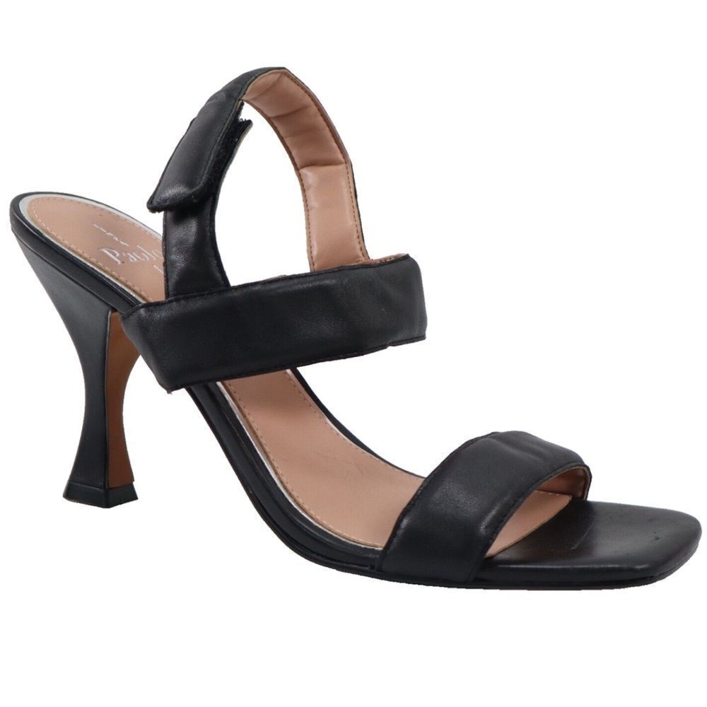 NWTs Linea Paolo Jean Slingback Open Toe Leather Sandals, Black Sz 8.5